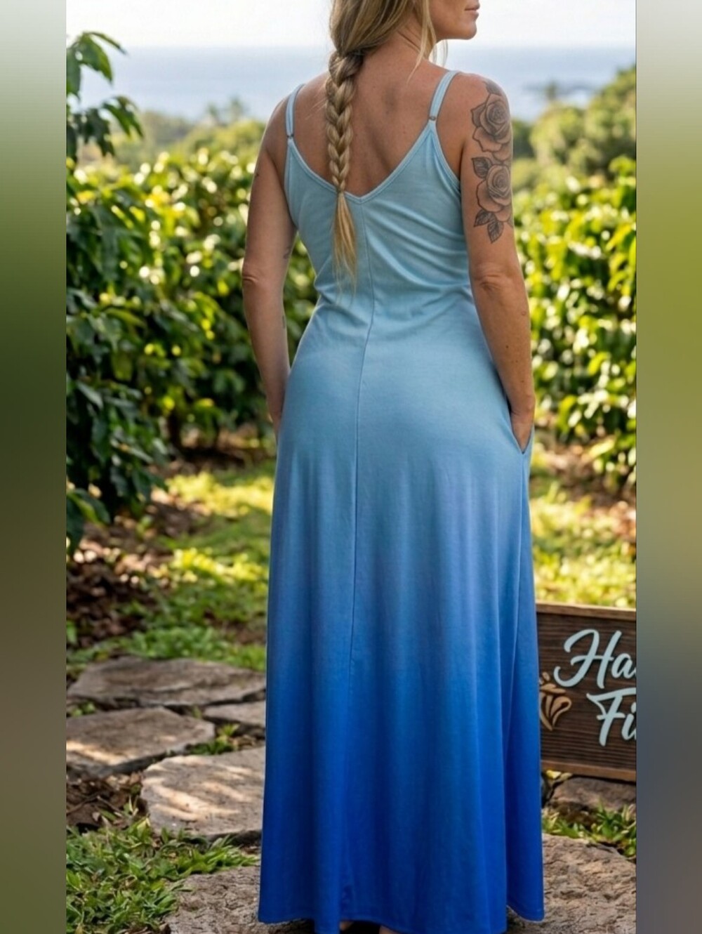 Bundle Maxi Dress - Ombre Dress & Blue Layered Chain Necklace In "Honu" Shop Bag - Picture 2 of 15
